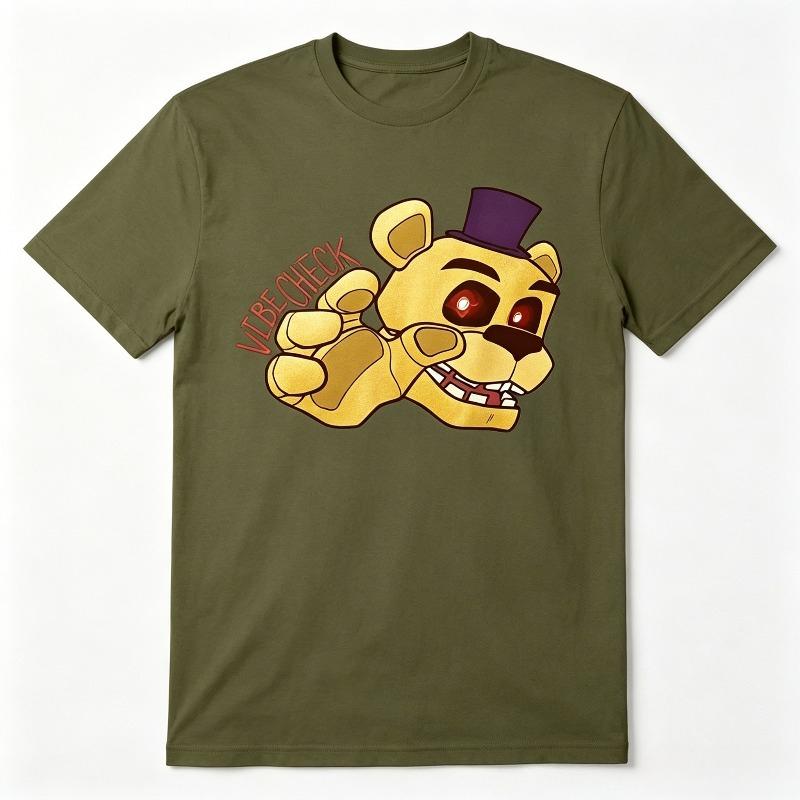 Five Nights At Freddys FNAF Horror Game Graphic Tee Golden Freddy Vibe Check T Shirt Unisex Unisex Vintage Style Casual 100Cotton