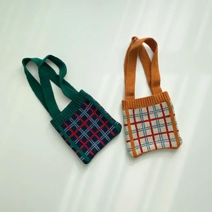 Vintage Retro Check Mini Tote Bag 5 Colors