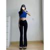 And American Style Pilates Flared Fitness Pants for Women, Peach Lift, Nude Feel, Cross-Waist, Tight-Fitting, Stunning Flared Pants for Autumn