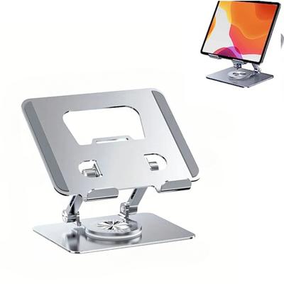 Verstellbarer Laptop-Tablet-Ständer, drehbarer Ständer aus Aluminiumlegierung, um 360° drehbare Basis, faltbarer tragbarer Laptop-Tablet-Ständer