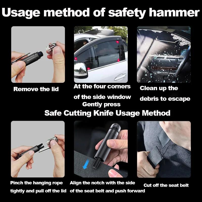 1Pc Car Safety Hammer Mini Auto with a Multi-functional Escape Hammer to Break the Glass Rescue Hammer Auto Window One Second