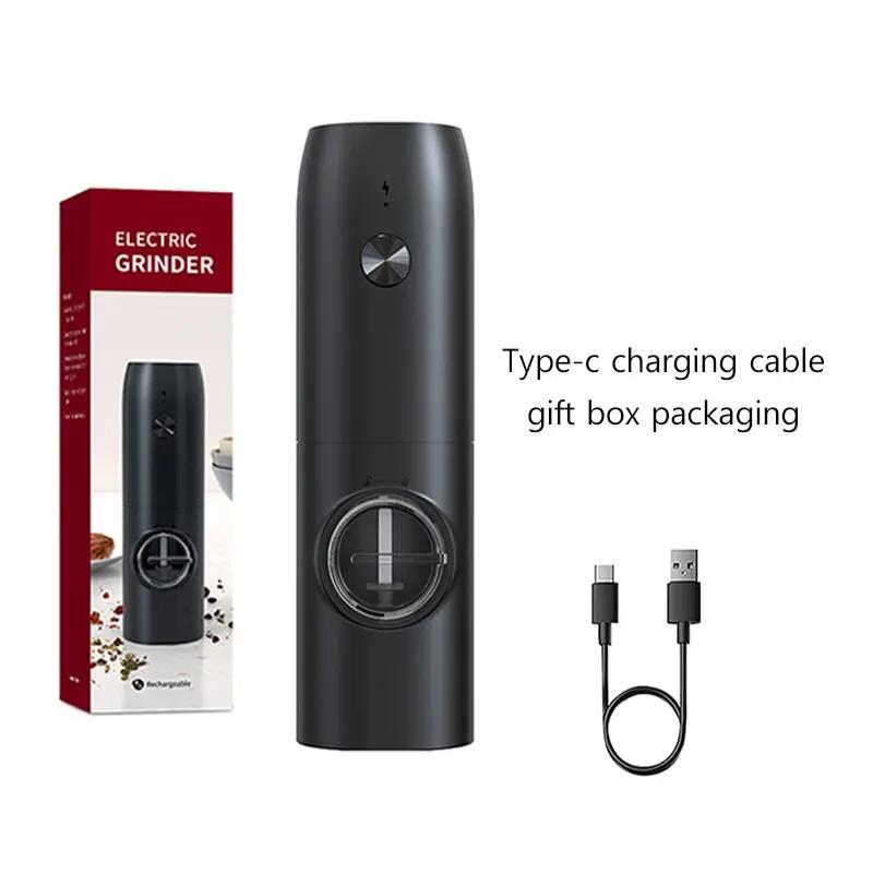 

Электрическая мельница для соли и перца с зарядным устройством и светодиодной подсветкой, регулируемая степень помола, автоматическая мельница для специй и трав