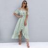 Rochie Casual Florală de Vară pentru Femei Talie Înaltă Gât Barcă Mânecă Scurtă Rochie Lungă Iregulară Mărimi S XL