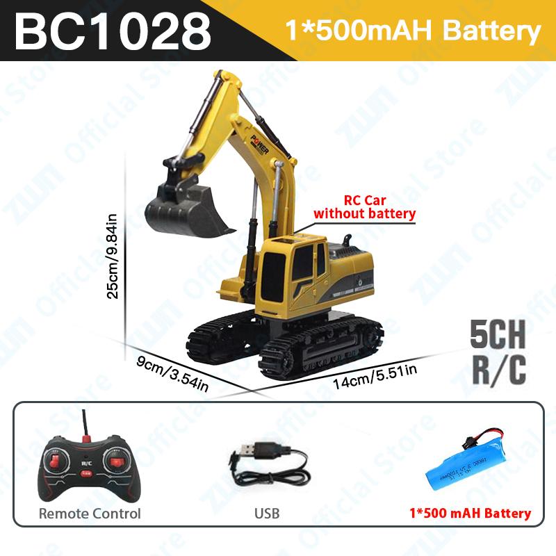 Zwn 2.4G Remote Control Excavator Dump Truck Rc Model Car Toy Professional Alloy Plastic Simulation Construction Vehicle For Kid