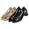 Soft Leather Peep-toe Sandals, New Summer Style, Chunky Heel, Mid-heel, Women's Shoes, Simple, Fashionable, Elegant, Non-slip Sandals