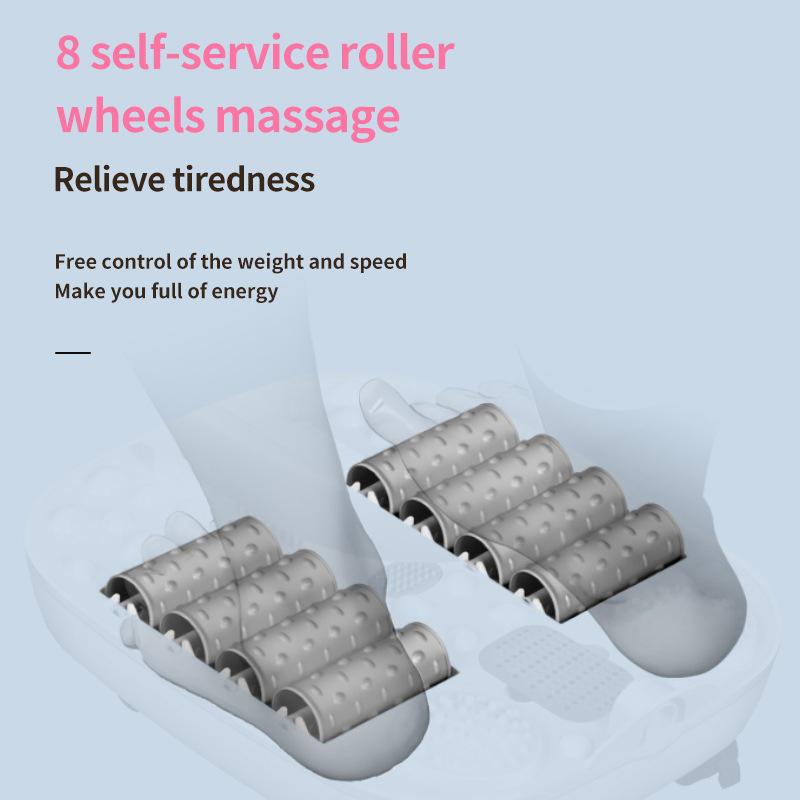 Portable Foot Spa Bath Massage Machine 8 Roller Feet Washing Tub Relieve Fatigue Foot Tub Intelligent Thermostat + Touch Button