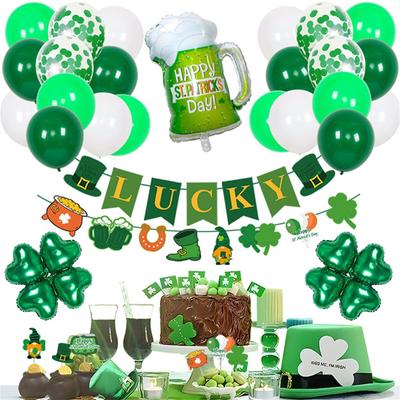St Patrick Günü Süslemeleri, St Patrick Günü Süslemeleri - Asılı Girdaplar, Kağıt Yelpazeler, Afiş, Pasta Üstü Süslemeleri, Ponponlar, Konfeti ve Balonlar Dahil