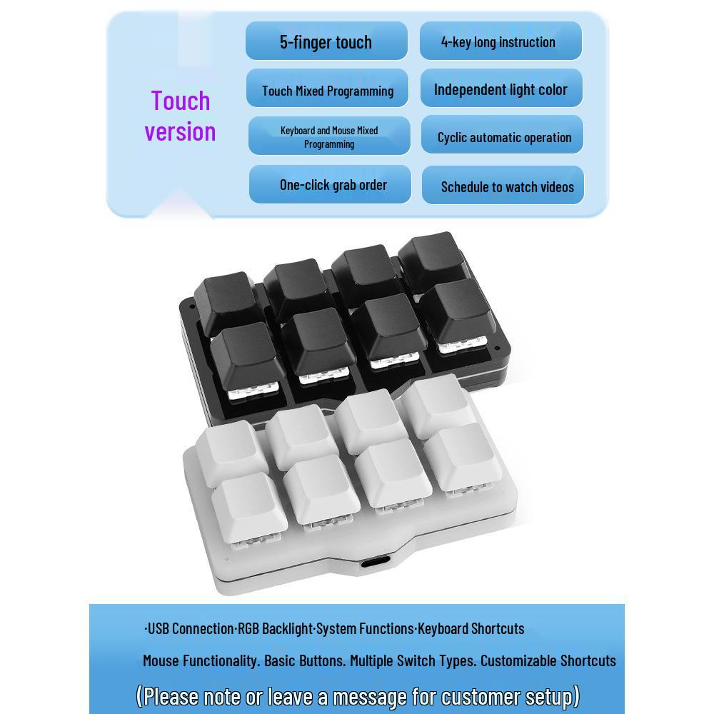 USB Custom Compact Mechanical Keyboard: 8-Key Programmable Macro Shortcut for Password Entry and Game Assistance