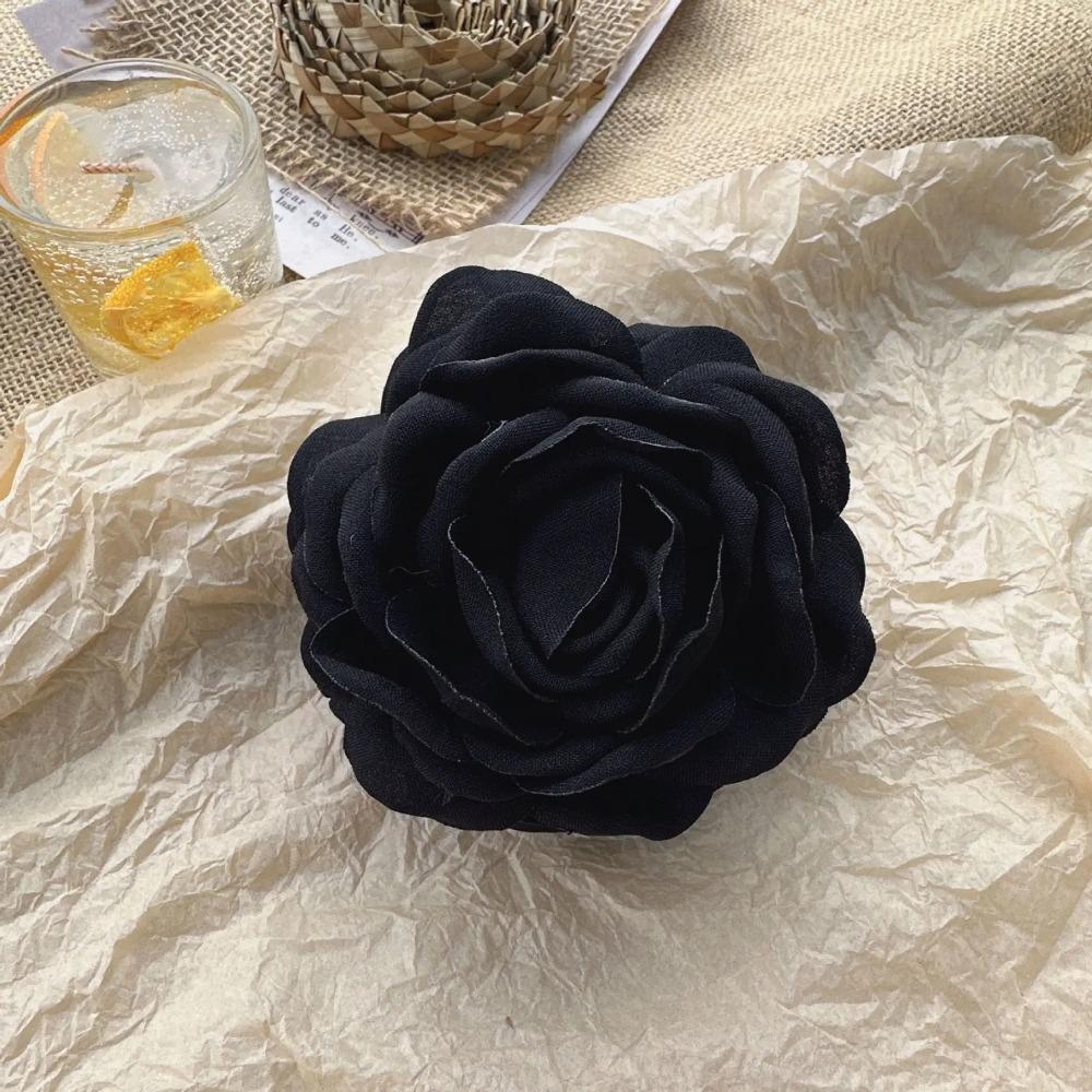 

1/2/6Pcs Stereoscopic Rose Flower Hair Clips Elegant Back Head Shark Clips Fashion Hair Accessories for Women Girls чёрный
