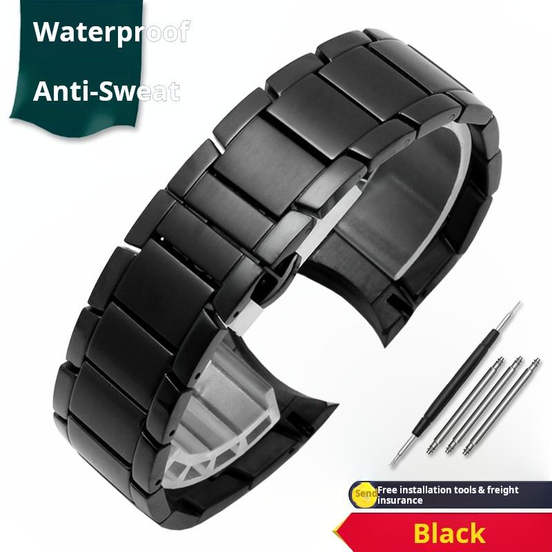 22mm men bracelet For Armani AR2447 AR2448 AR2434 AR2432 2433 2435 Curved end Solid stainless steel watchband Metal watch strap