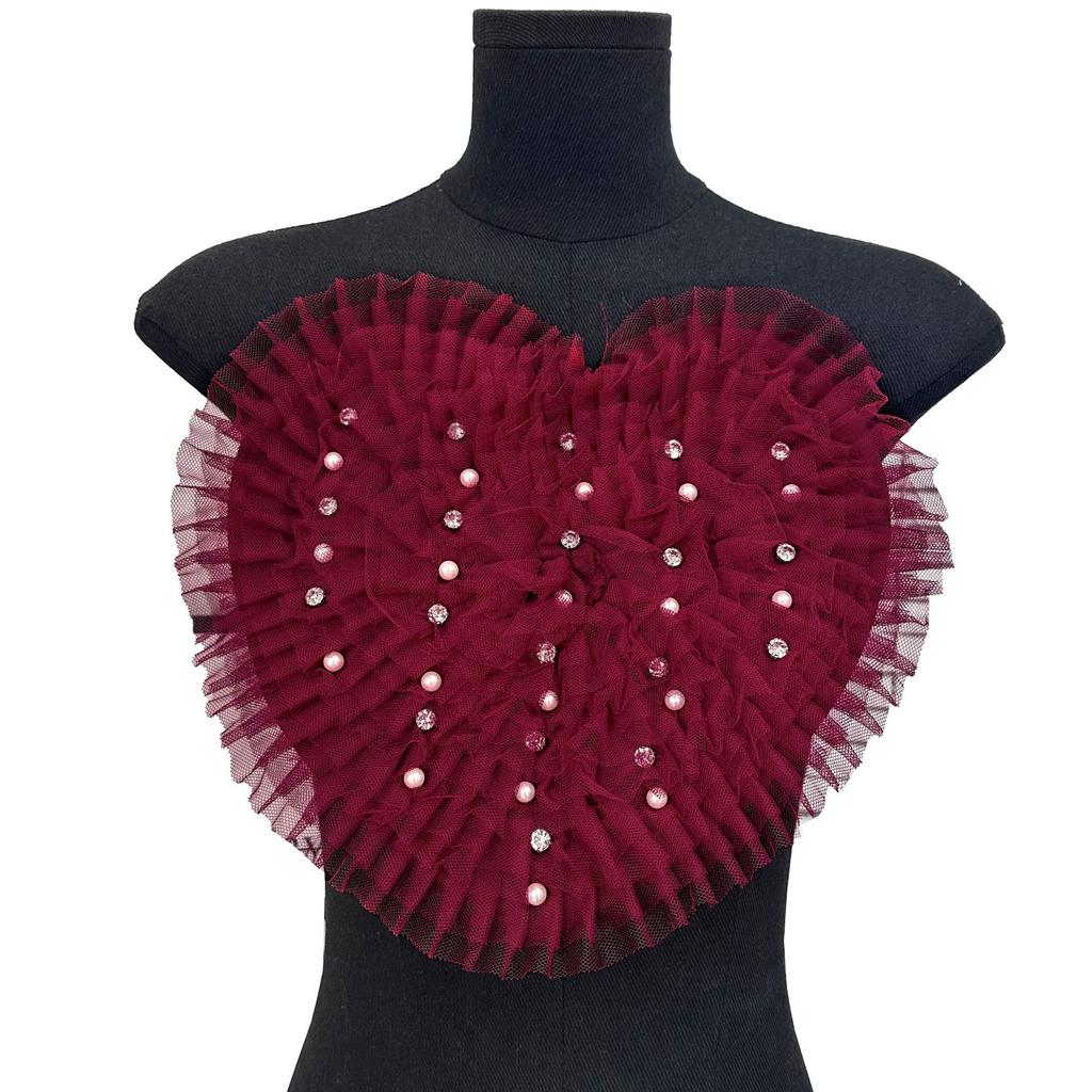 European And American Mesh Yarn Nails, Drills, Love Corsage Cloth Stickers, Handmade Three-Dimensional Pleated Lace Lace Clothing Accessories