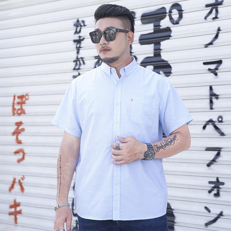 Forerunner Wolf Large Size Men's Short Sleeve Shirt Fat Fat Guy Summer Thin Business Casual Loose Versatile Shirt Tide