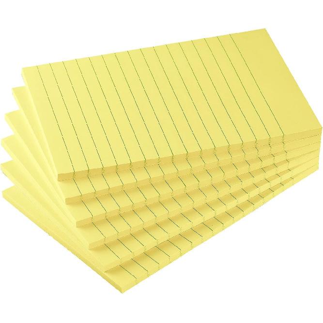 Early Buy 6 Pads Lined Sticky Notes with Lines 4x6 Self-Stick Notes Bright Color Sticky Notes, 45 Sheets/Pad (Yellow)