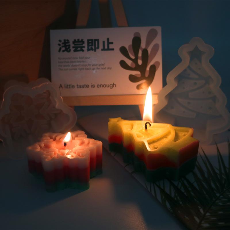 Candle Christmas Snowflake Silicone Molds Elk Xmas Tree Diy Home Decoration Craft Ornaments Soap Making Mold Tools New Year Gift
