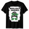 Unisex Messy Bun Mental Health Matters Awareness Green Ribbon TShirt