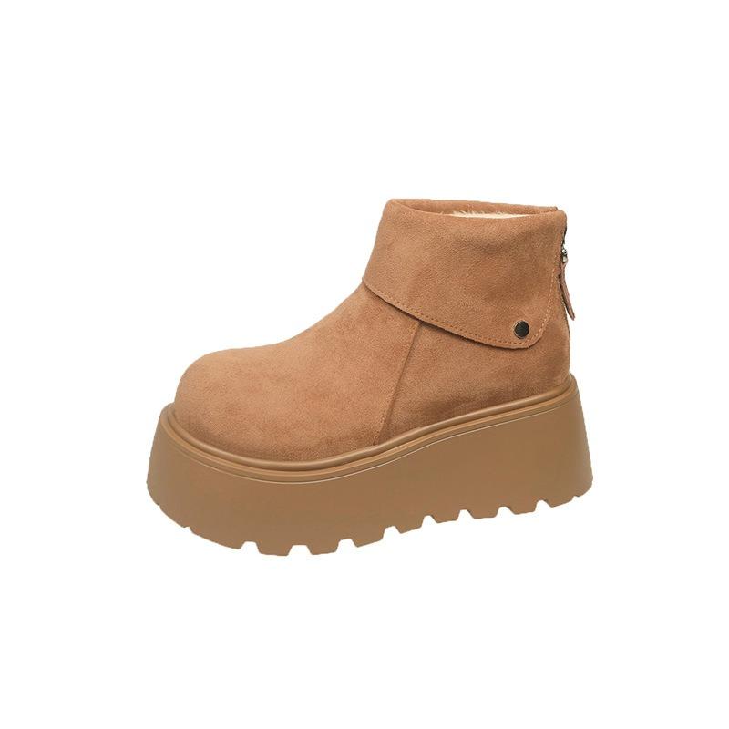 Cowhide Version Thick-soled Heightening Small Martin Boots Women's Velvet Thickened Snow Boots Warm Cotton Shoes Short Boots