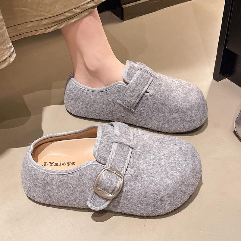 Fashion Flats Platform Women Slippers Suede Slingback Fashion Mules Shoes Cozy Dress Autumn 2025 Trend Designer Casual Chaussure Femme