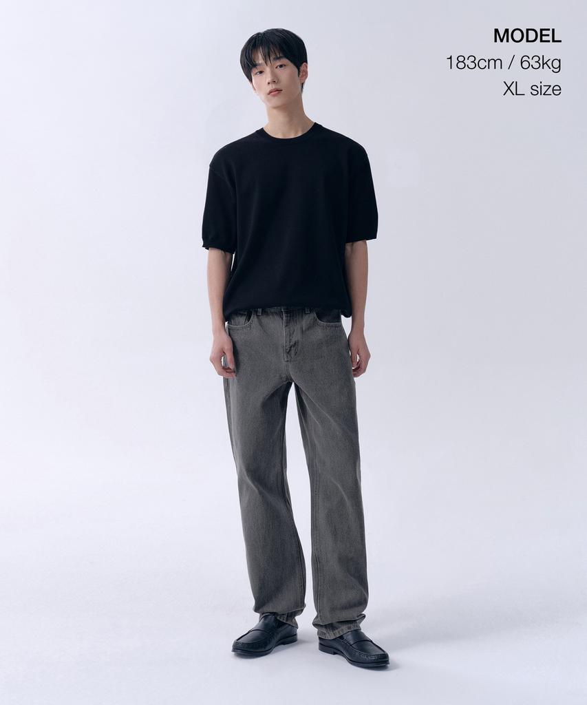 MUSINSA STANDARD Washable Supima Cotton Crew Neck Short Sleeve Knit [Black]