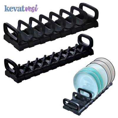 Kithchen prato rack de armazenamento pote tampa rack escorredor ajustável suporte de armazenamento de plástico cozinhar prato suporte gaveta organizador da cozinha