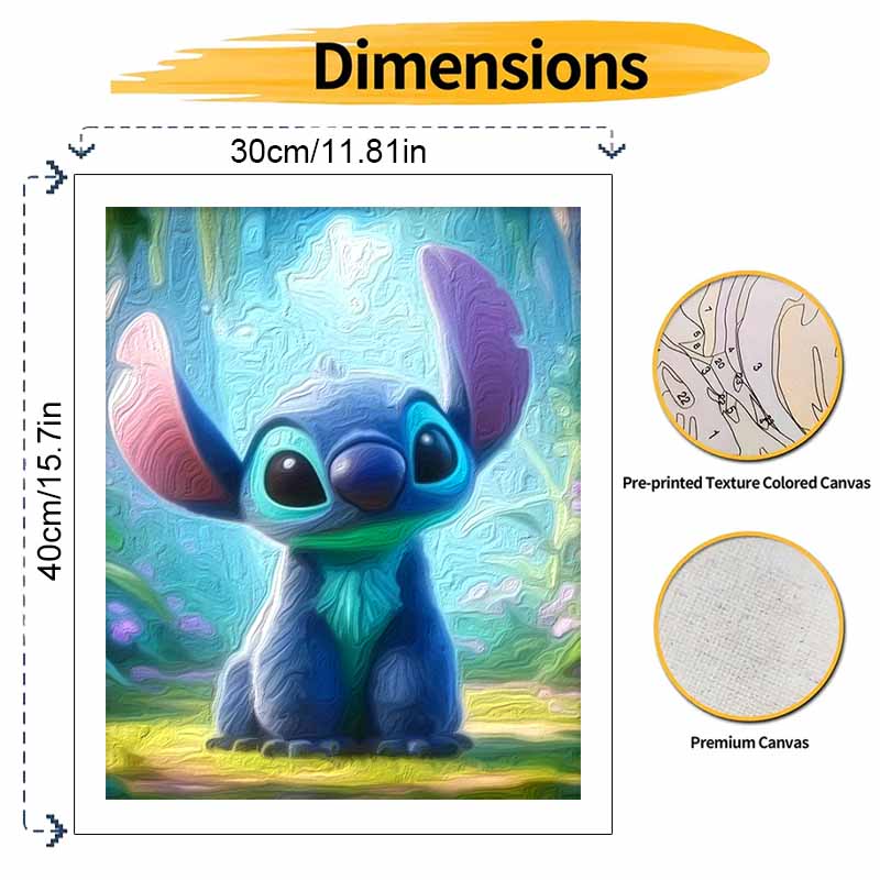 Disney animation Stitch digital oil painting diy handpainted coloring painting home decoration cute blue alien wall art canvas 1056