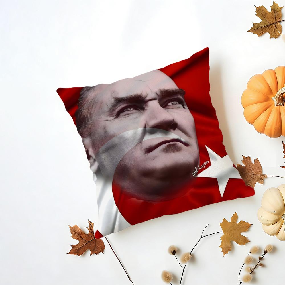 Historical Patriotic M-Mustafa Kemal A-Ataturk Cushion Cover Washable Linen Pillowcase Soft For Daily Sofa Bed Home Room Decor