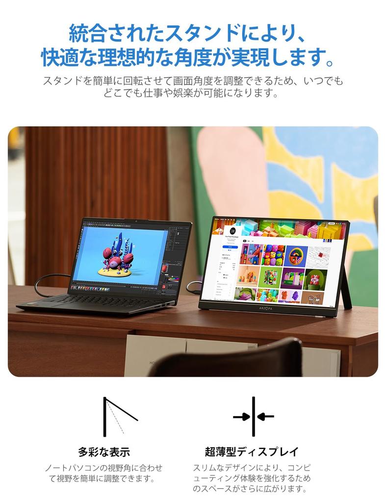 Monitor Mobil ARZOPA Inch Monitor Portabil Gaming Afișaj Portabil Panou LCD IPS Subțire Autonom Monitor cu Comutator USB Standard Compatibil HDMI cu