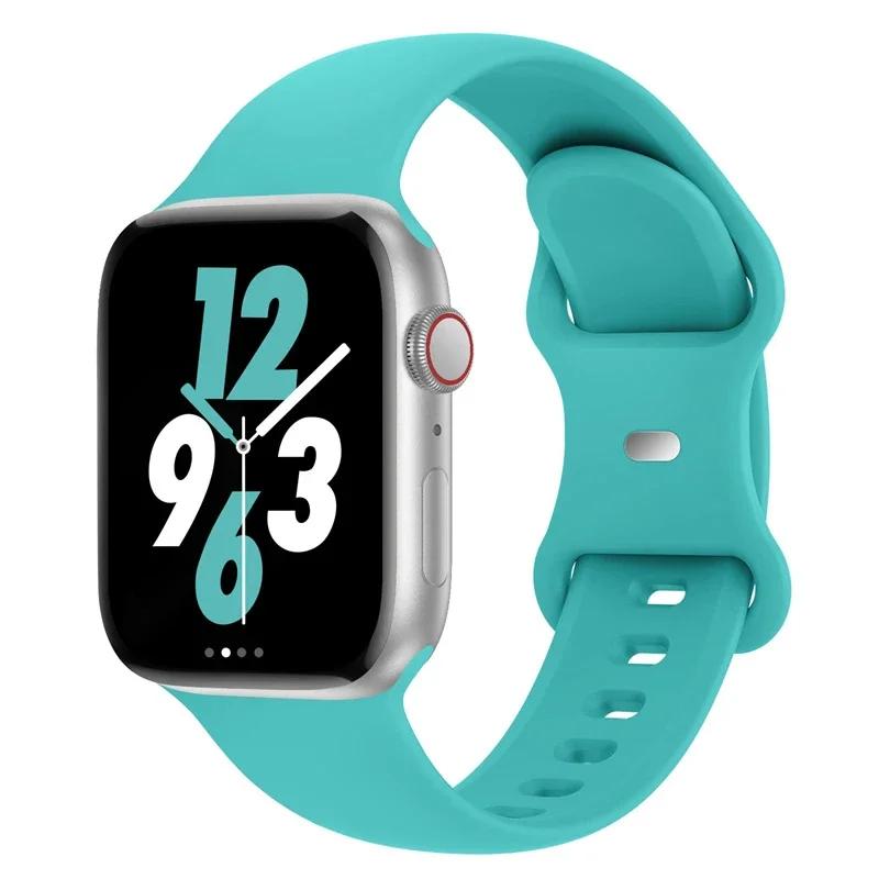 Silikonowy pasek do Apple Watch 44mm 45mm 40mm 41mm 42-38mm 45 mm bransoletka sportowa iwatch series 8 7 6 5 4 3 SE 9 Ultra 2 49mm