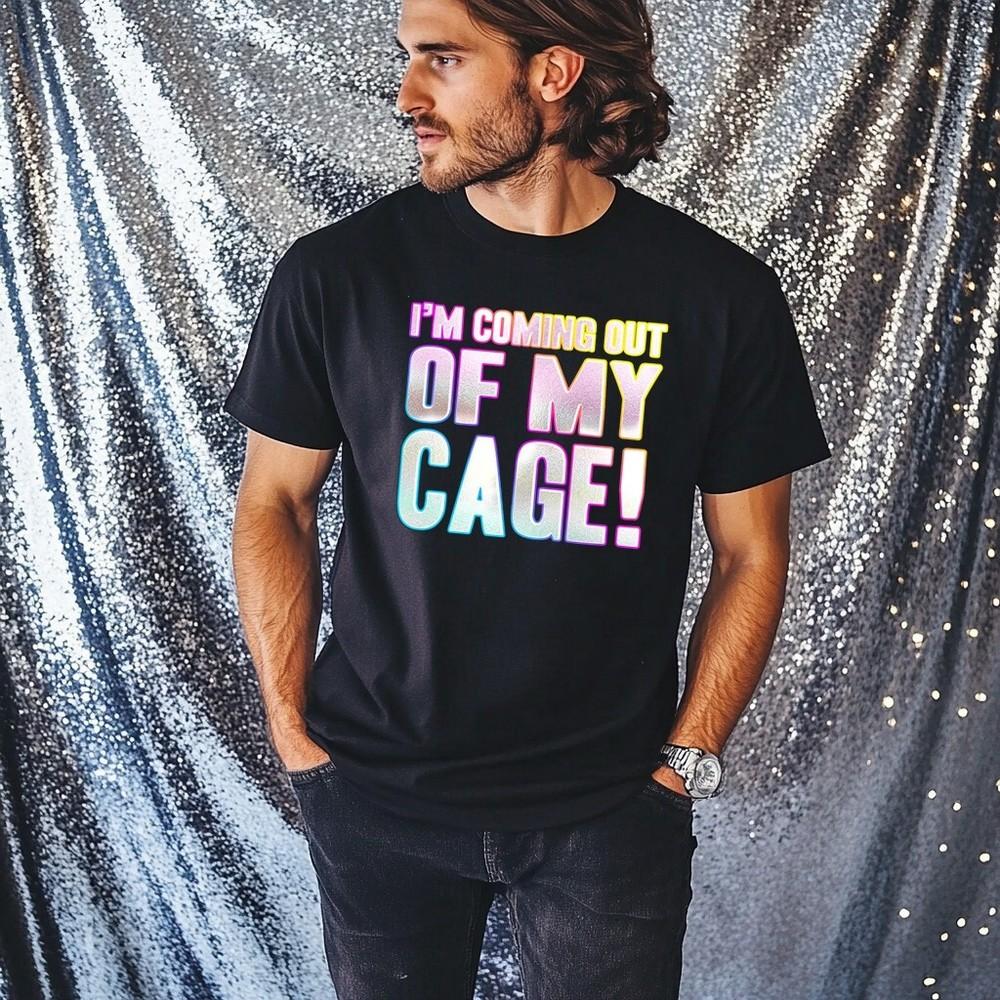 

Im Coming Out Of My Cage T-Shirt Funky Print Fancy Dress Weekend 00s Killers 4XL