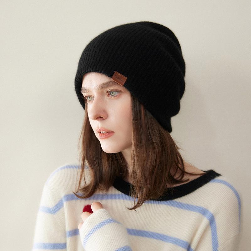 Women's 100% Pure Cashmere Knitted Hat – Fashionable, Versatile, and Warm