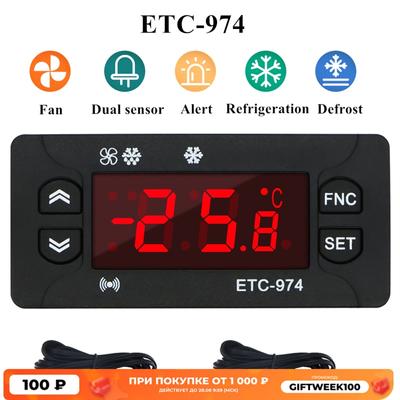 ETC-974 Mini Temperature Controller Refrigerator Thermostat Regulator Thermoregulator Thermocouple NTC Dual Sensor