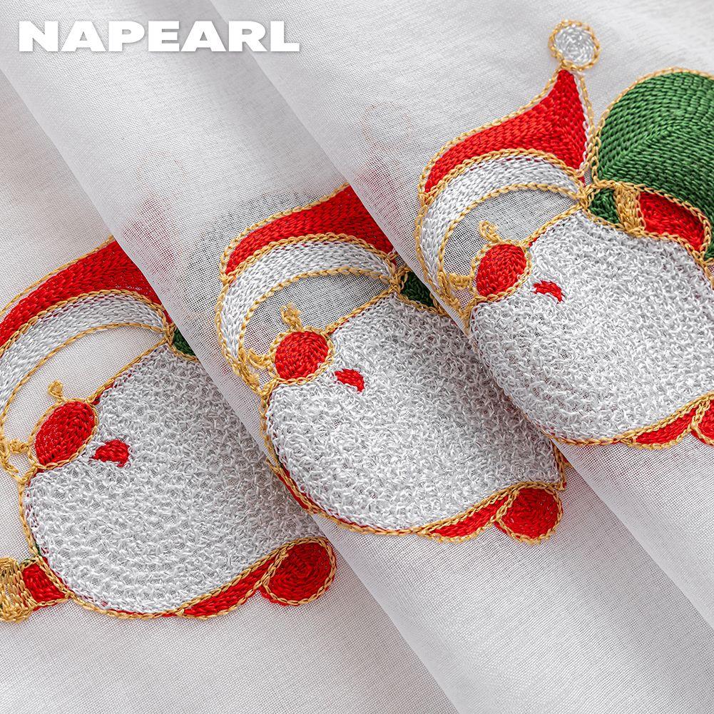 1PC NAPEARL Christmas Style Sheer Curtains Exquisite Santa Claus Pattern Embroidered Tulle for Living Room Bedroom Balcony Window Home Decor