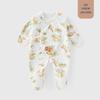 Pure Cotton Baby Bodysuit with Hand and Foot Covers, All-Season Newborn Romper, Baby Monk Outfit
