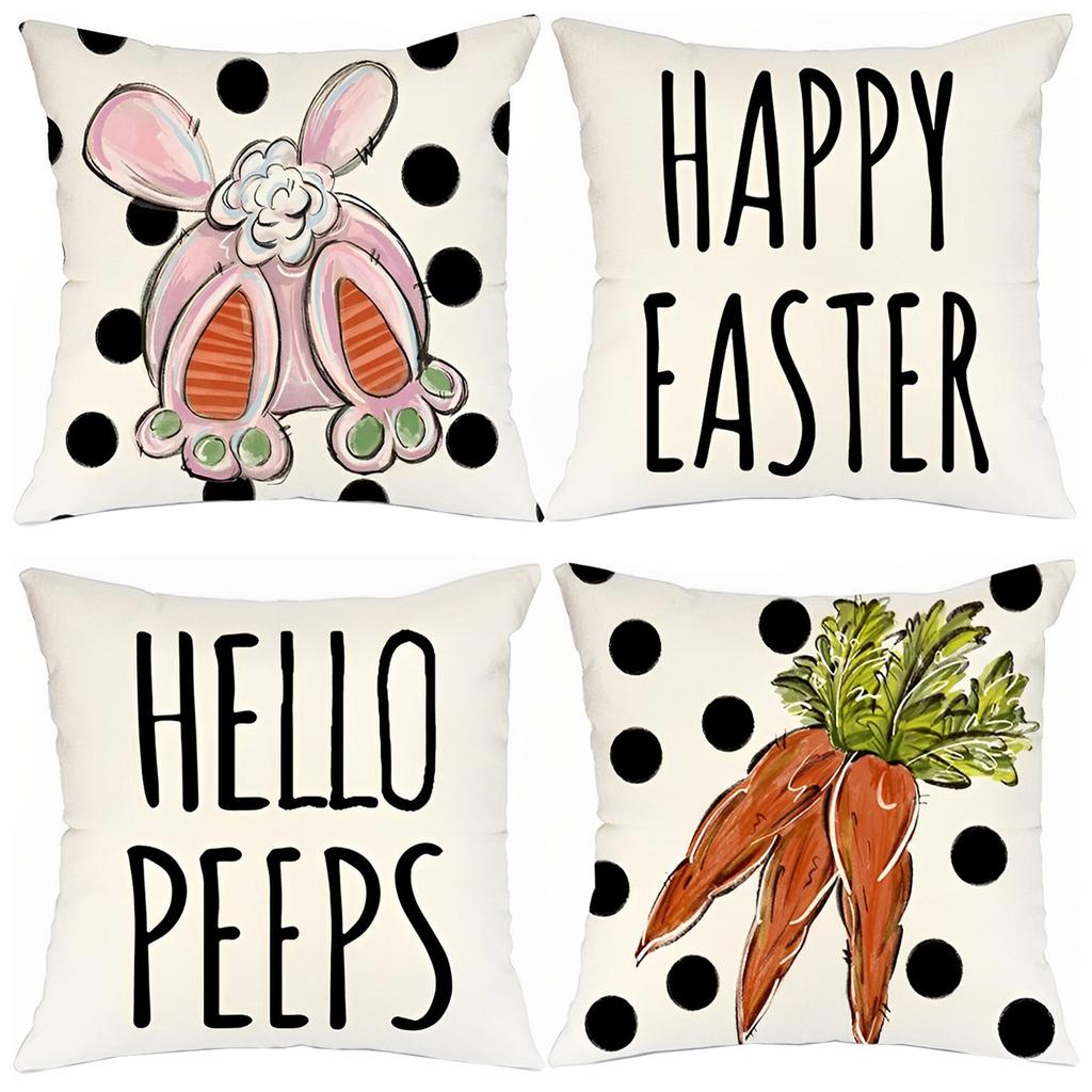 Happy Easter Throw -ow Covers, 18 X 18 Inch Cross Bunny B-less Our Home Cushion Case Decoration For Sofa Couch