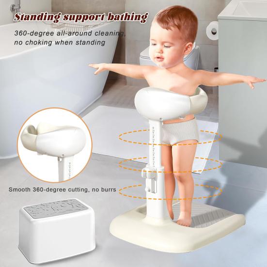 Baby Shower Rack Stand Height Adjustable Anti-Slip Bath Tub Holder Duck Design Foldable Portable Baby Care Stand