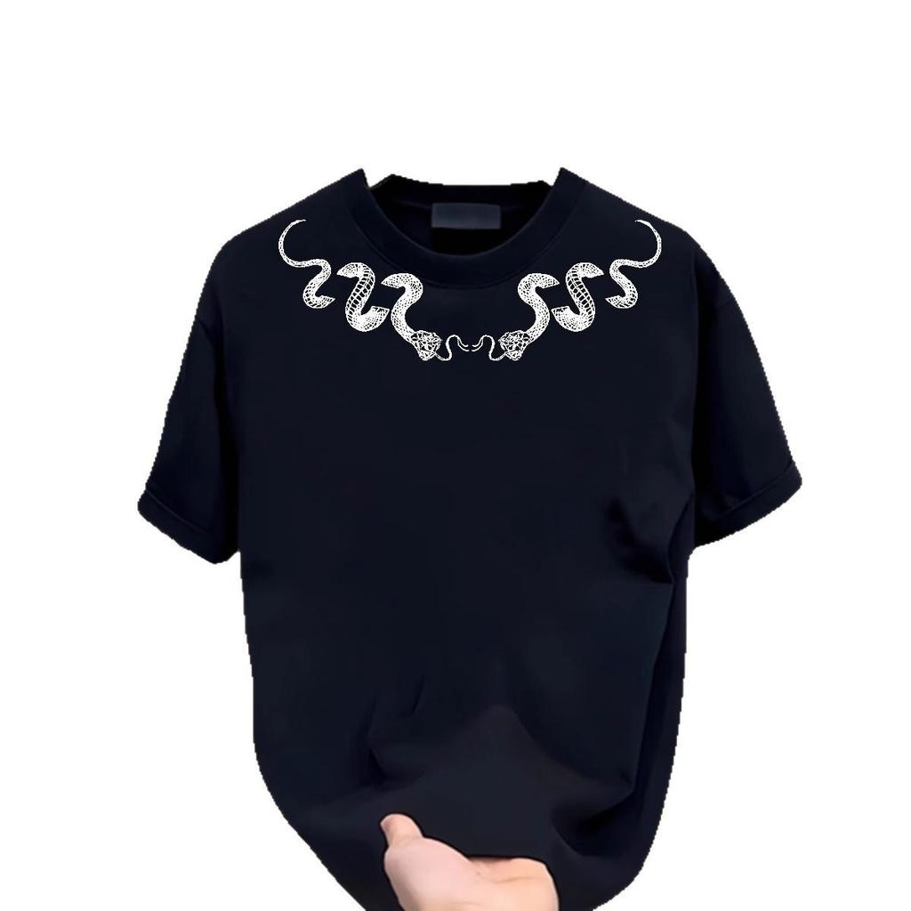 Heavy 100% Pure Cotton American Trendy Brand Letter Short-Sleeved T-Shirt Men'S Loose Niche European Half-Sleeved T-Shirt