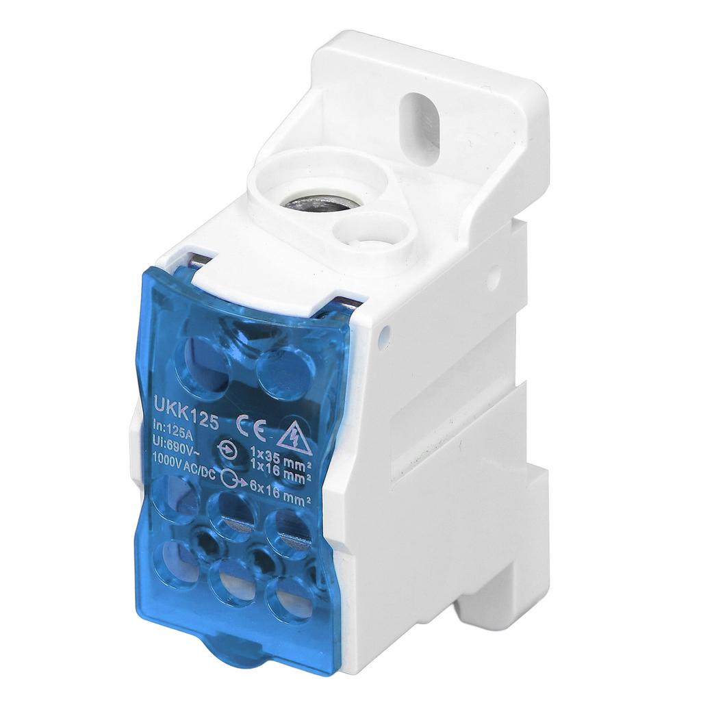 DIN Rail Distribution Box Universal Electric Terminal Block Power Wire Connector Junction Box 690V 125A Blue