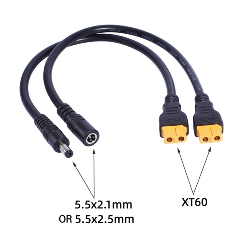 XT60 To 5.5x2.1mm/5.5x2.5mm Power Cable for Remote Toy and Energy Storage Solar Battery Connection Power Supply Cord