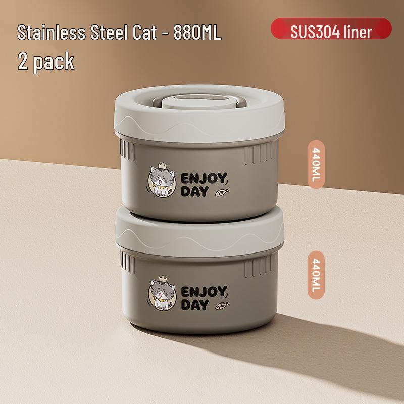 304 Stainless Steel Insulated Japanese-Style Bento Lunch Box - Microwaveable for Office Workers and Students