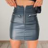 High Waist Mini Skirt Zipper Half Placket Hip Wrapped Pencil Evening Party Club Skirt Solid