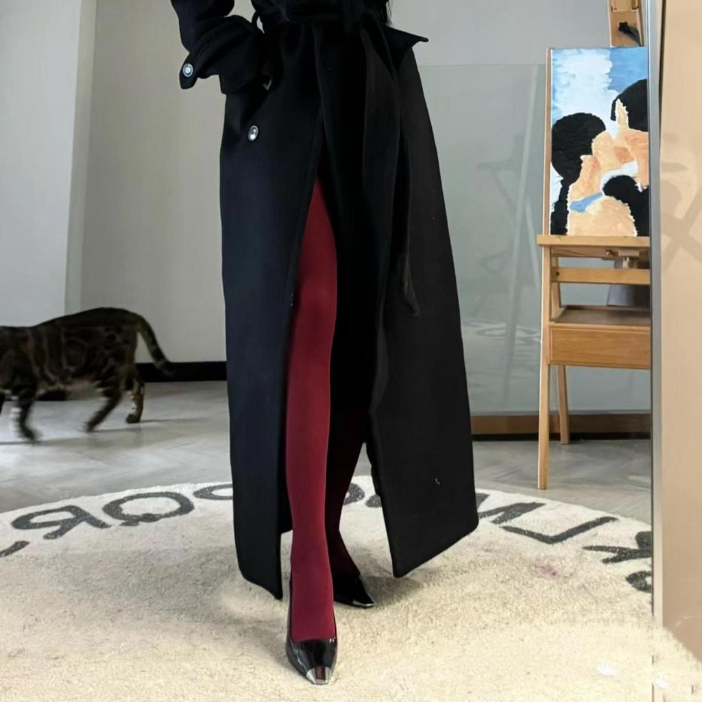 Song Hye-kyo Weinrot Matte Formende Strumpfhose – Mikro-Kompression, Blickdicht, Leggings für Frühling/Herbst