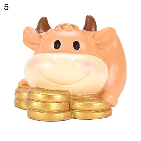 Śliczny złoty wół ozdoba żywica DIY figurki zwierząt dekoracja na biurko samochodu prezent