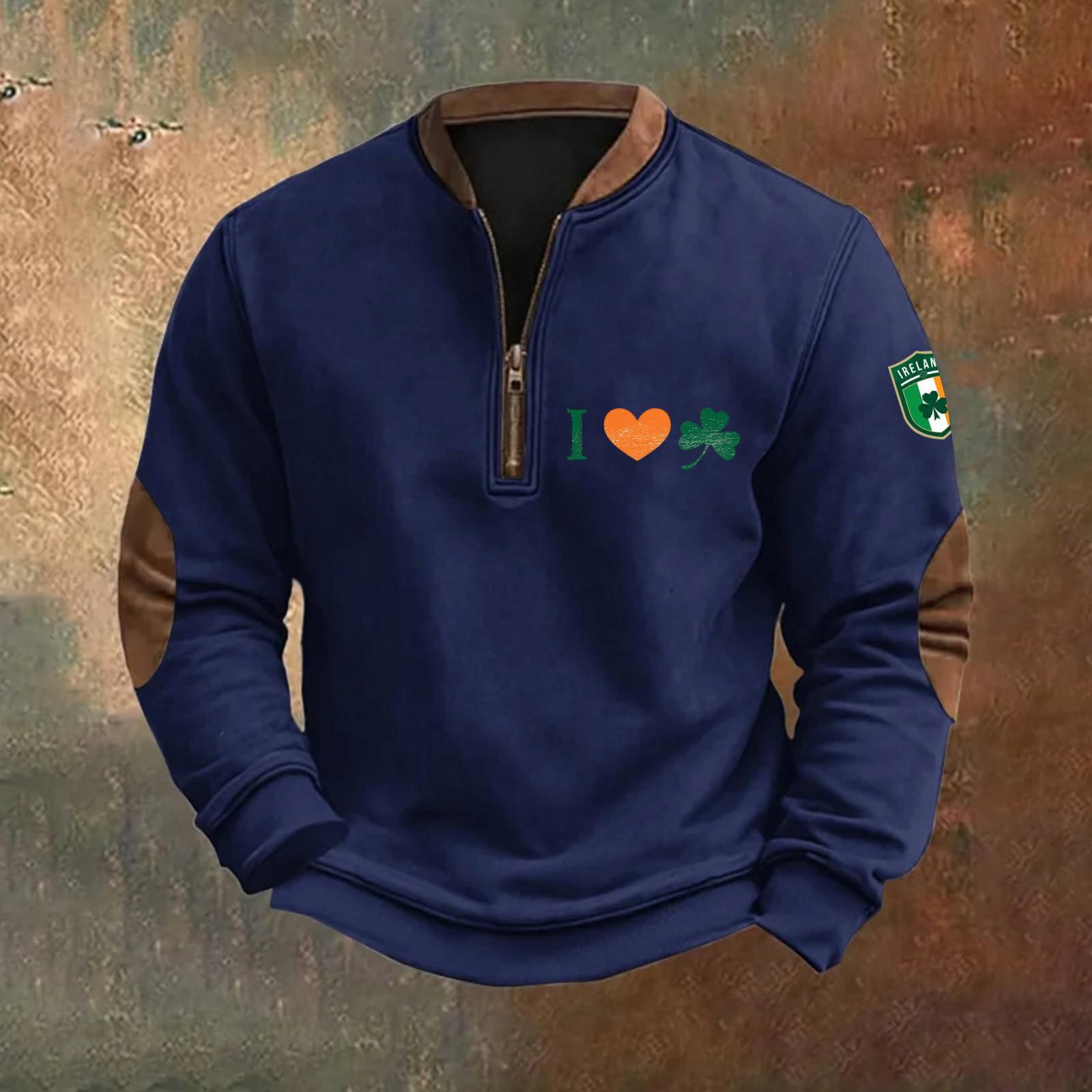 Мужская мода повседневная с воротником-молнией и длинным рукавом, свободная, на Новый год. Толстовка с капюшоном с принтом Патрика S