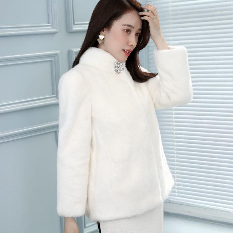 Imitation mink coat women's short stand-up collar autumn and winter top imitation fur jacket imitation velvet new