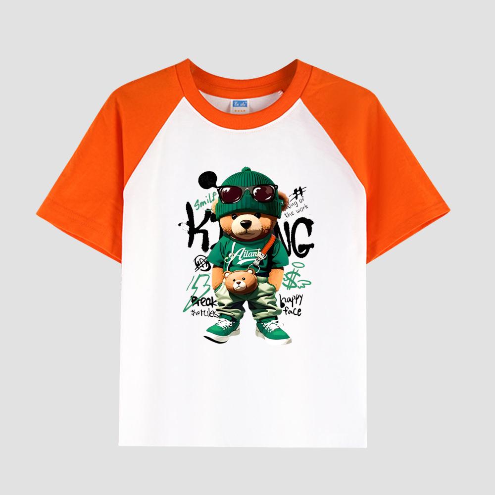 Tricou casual cu mânecă scurtă pentru băieți, cu inserție pentru mâneci, gât rotund, țesătură din bumbac, top elegant de vară pentru copii