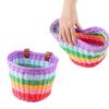 Kids Bikes Front Basket Waterproofs Plastic Wovens Bikes Basket Rainbow Color Childrens Bicycles Handlebars Basket