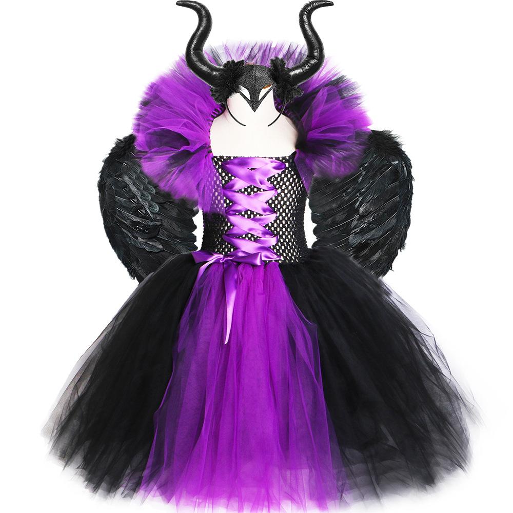Costume Kids Girls Halloween Black Short Sleeved Dress Set Girls Dress