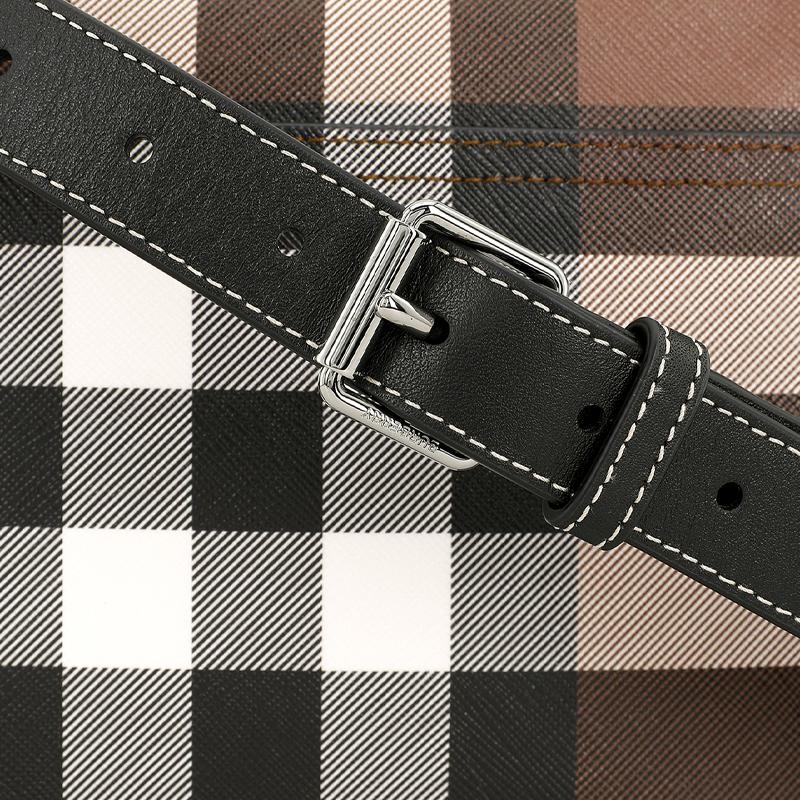 Burberry Striped Bio-Based Check Leather Messenger Bag Shoulder Bag Camera Bag Crossbody Bag Men bags Dark-Walnut-Brown 80491451