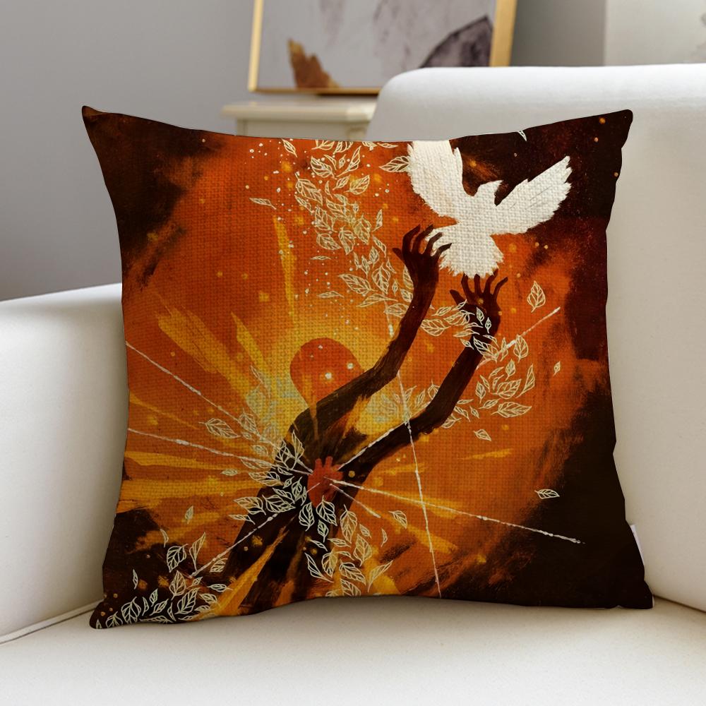 Metal AAugust Burns RedS Cushion Cover Breathable and skinfriendly linen pillowcase square removable and washable cushion