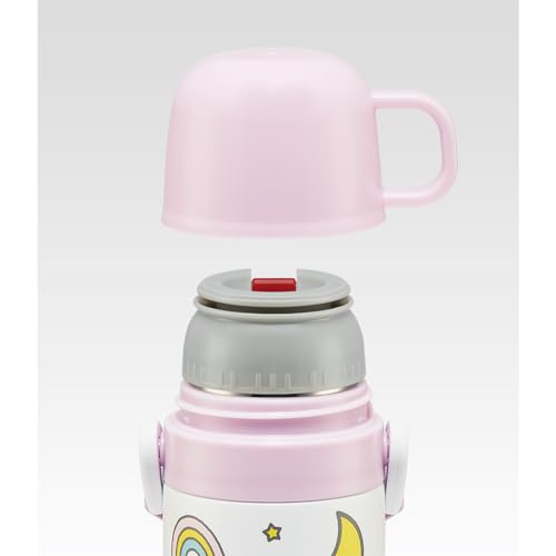 Skater Kids' Stainless Steel Water Bottle, 2-Way Design, Straw/410ml Capacity, Cup/350ml Capacity, Shinapushu Design, Child-Friendly, Lightweight, Ins