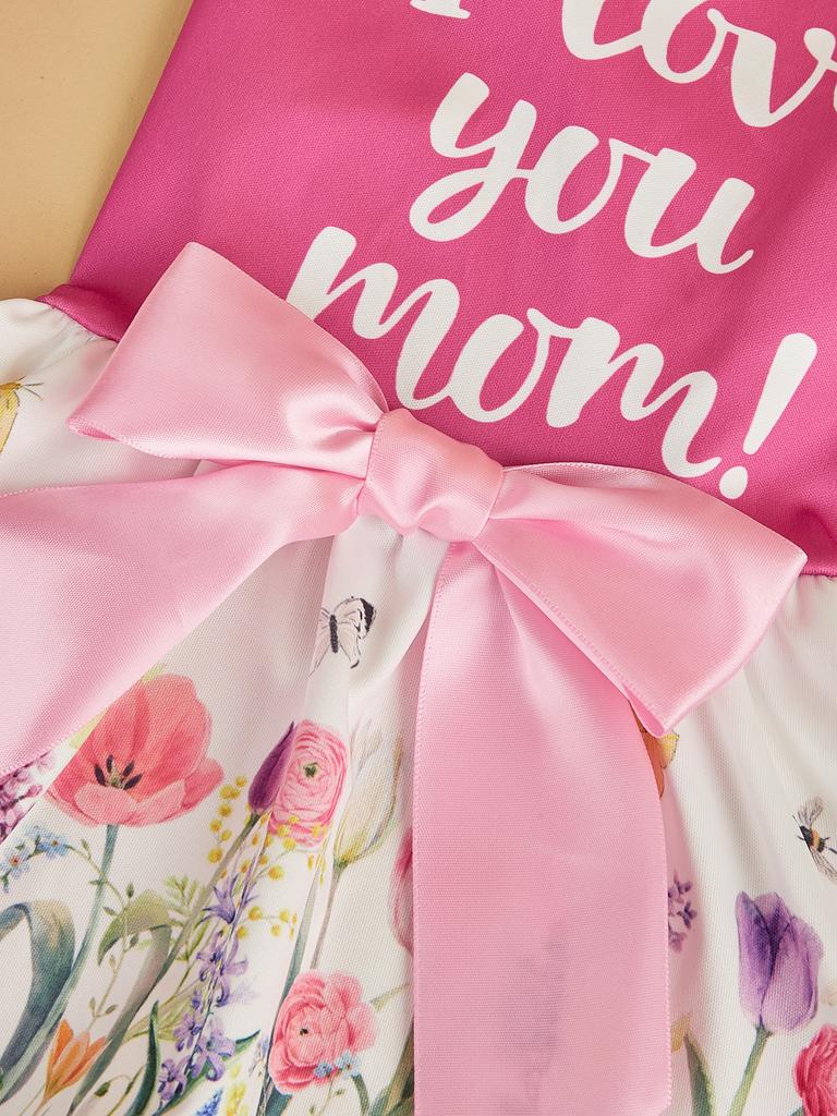 Dog Dress Girl Dog Sleeveless  Clothes Floral Pet Apparel Pink Bowknot Cat Clothing Puppy Dresses Doggy Costume Mothers' Day
